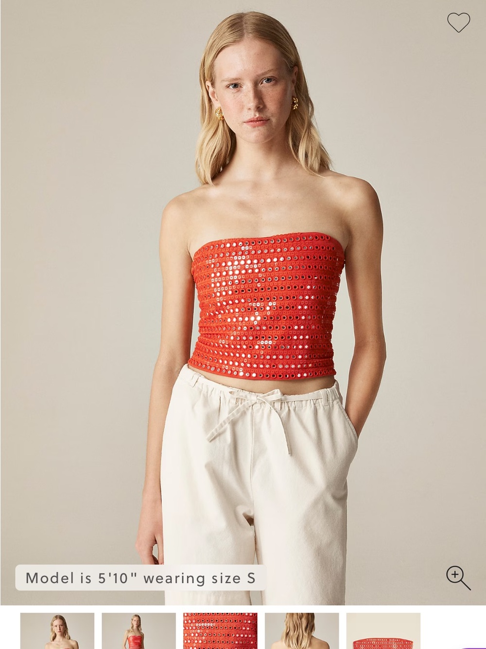 J Crew | Broken-in jersey tube top with mirror embellishments, S